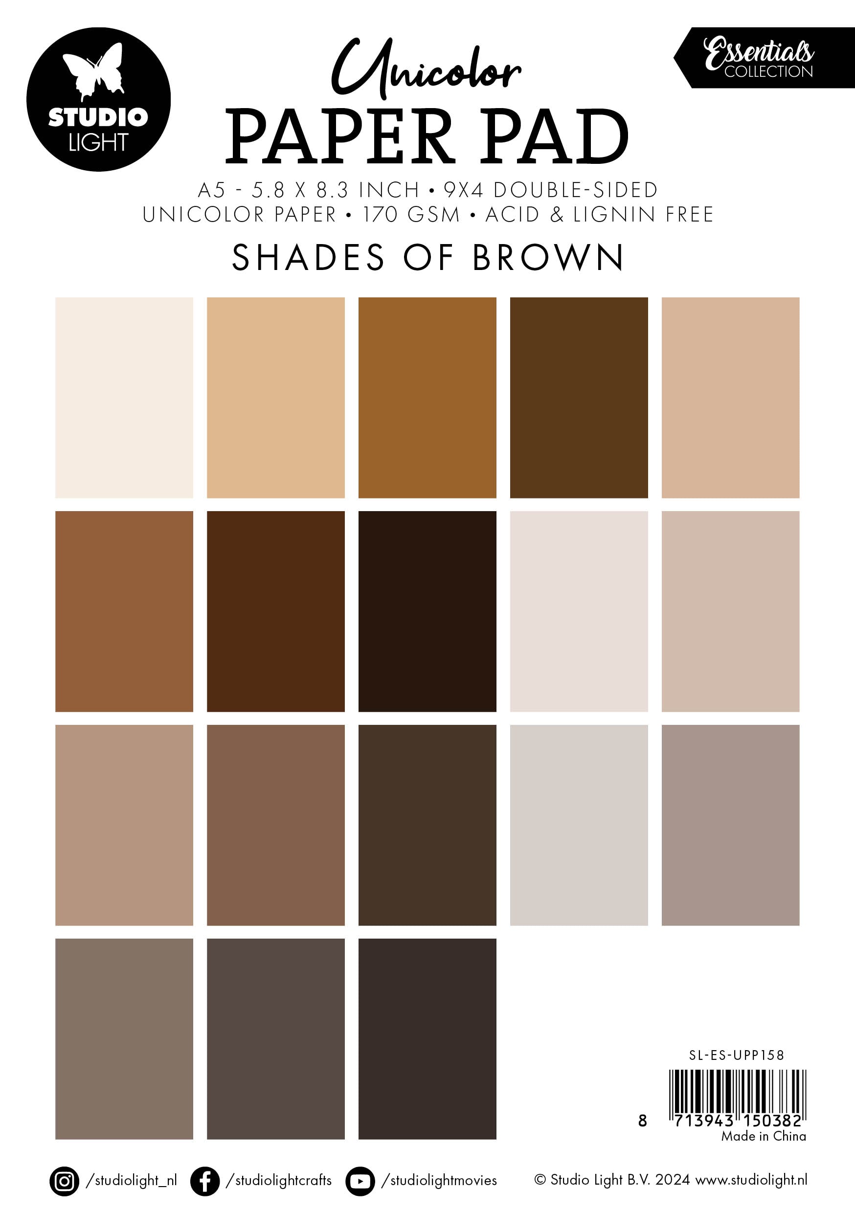 Studio Light Essentials Shades of brown papirblokk A5