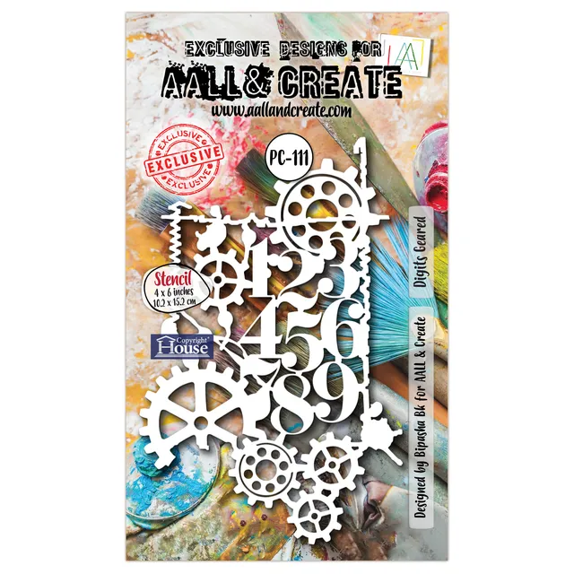 AALL & Create PC-111 Digits Geared sjablong 4x6 tall