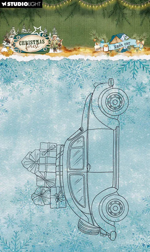 Studio Light Christmas Forest Xmas Car clear stempel julebil