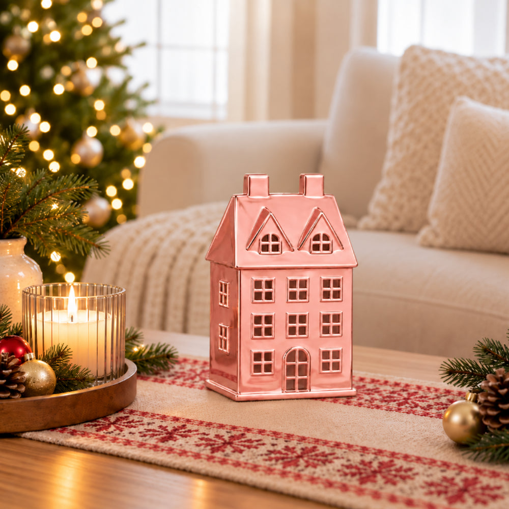KaiserCraft Holly Days Medium julehus rosa metallpynt