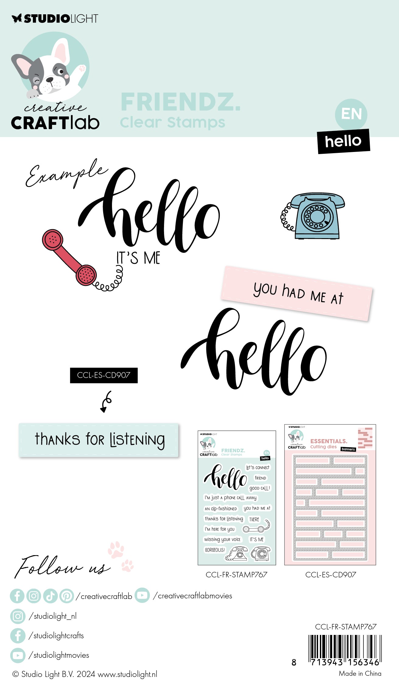 Studio Light Creative Craftlab Friendz Hello klarstempel