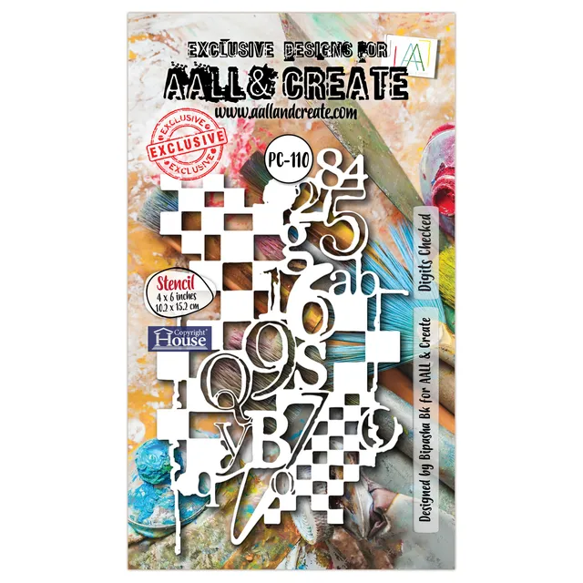 AALL & Create PC-110 Digits Checked sjablong 10x15 cm tallruter