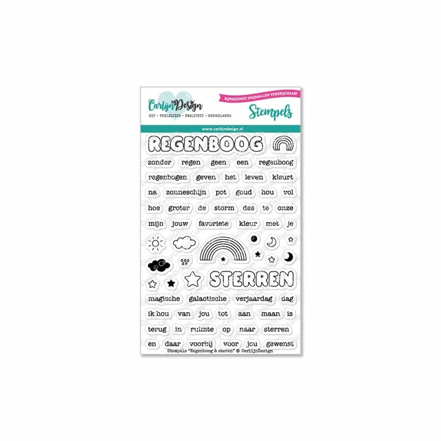 CarlijnDesign Regnbue Stjerner CDST-0062 stempel A6