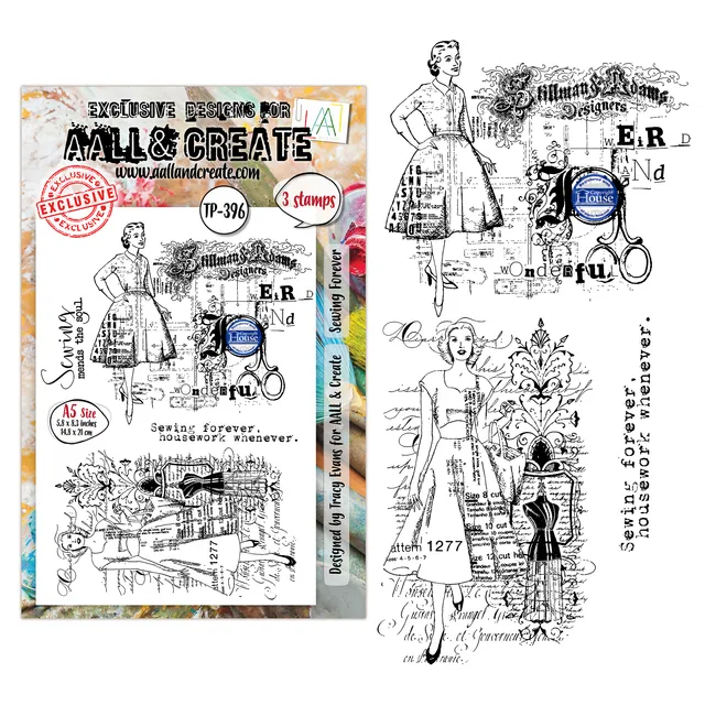 Aall and Create TP-396 Sewing Forever clear stamps A5