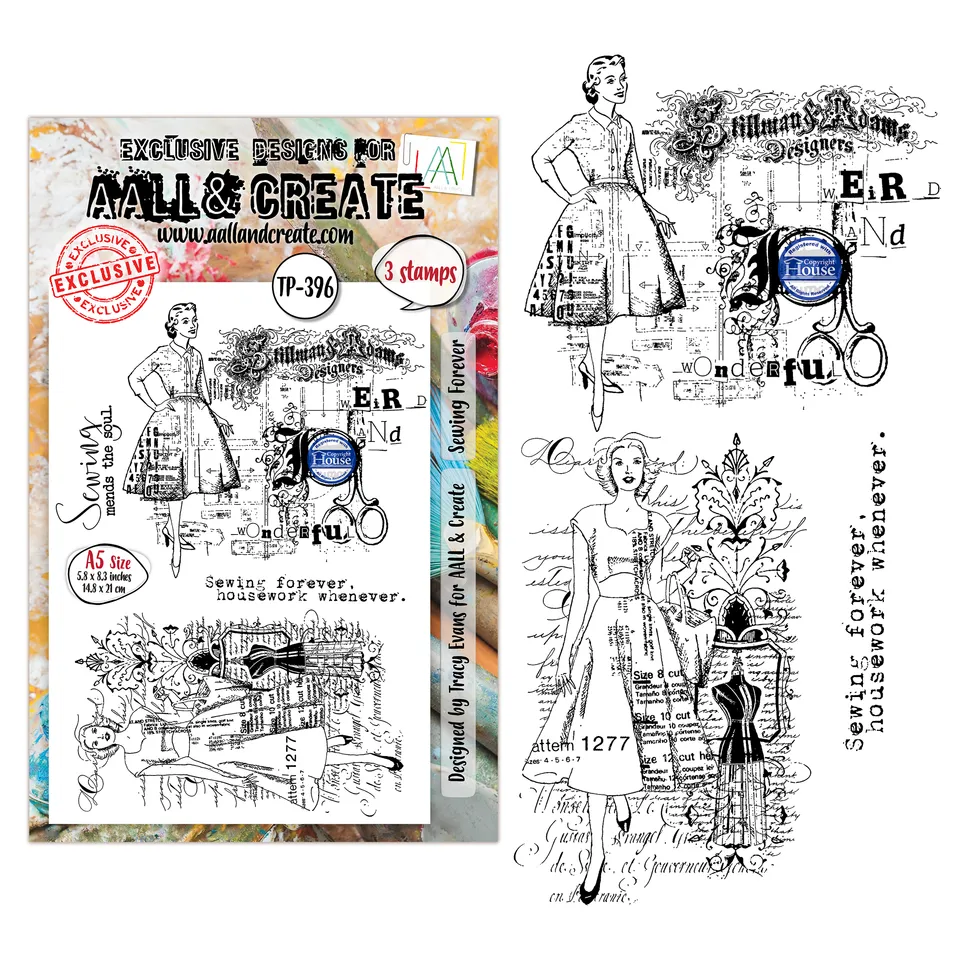 Aall and Create TP-396 Sewing Forever clear stamps A5