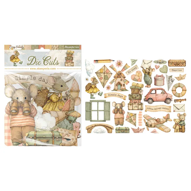 Stamperia Cozy Family dieskutt assorted papirklipp