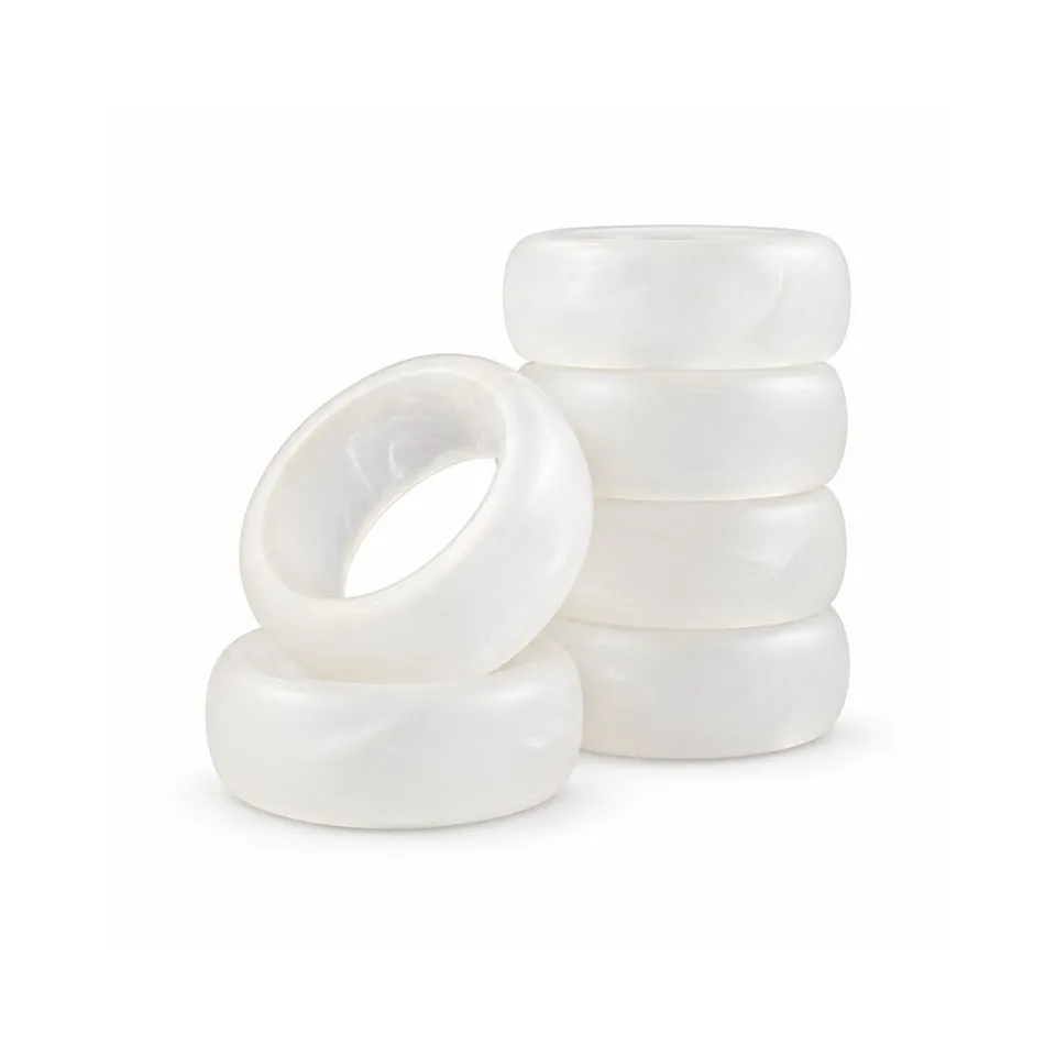 KaiserCraft K&Co Lagoon serviettringer hvite resin 6-pk