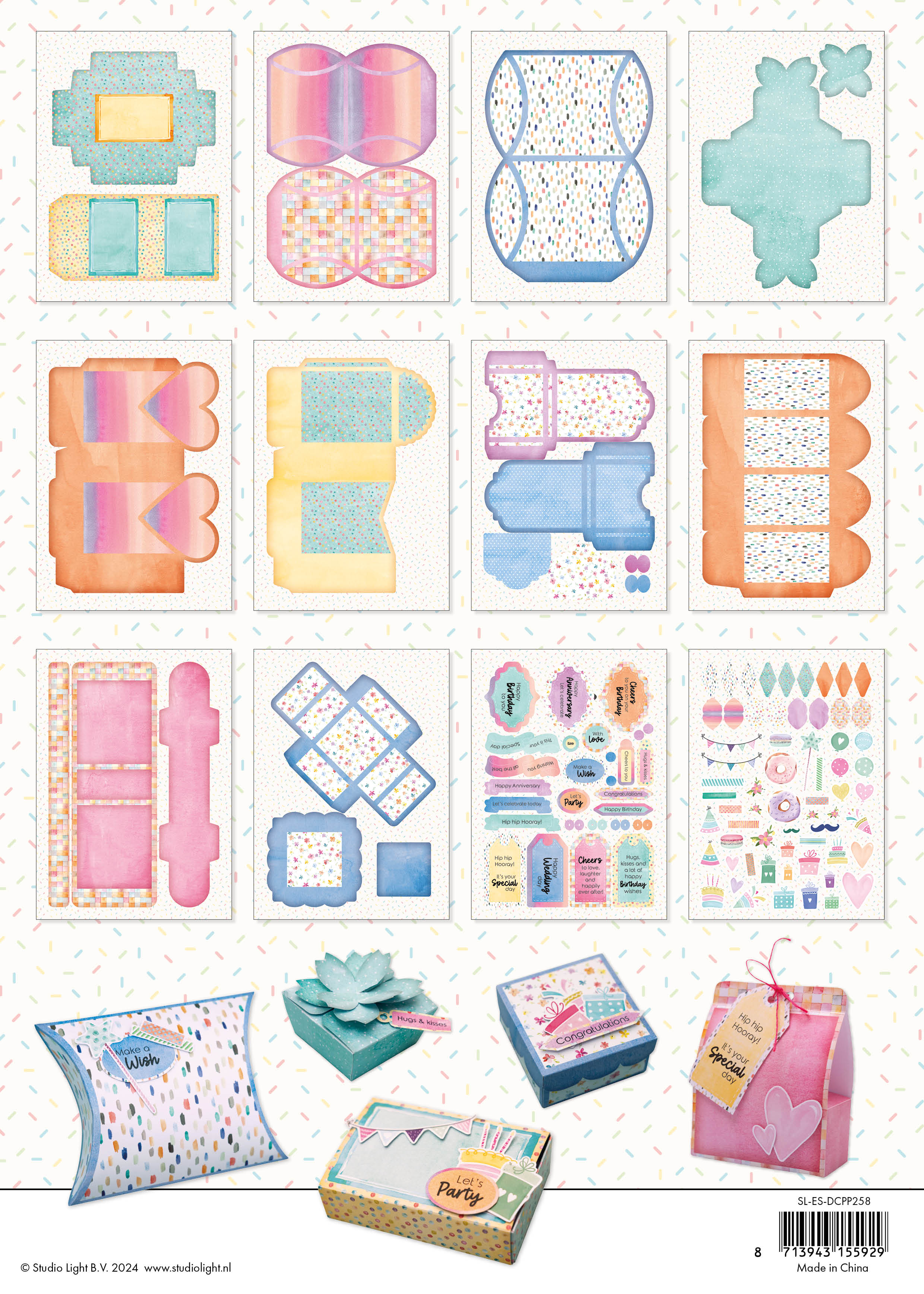 Studio Light Essentials Giftboxes dieskutt papirblokk fargerik
