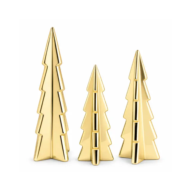 KaiserCraft Holly Days Gold juletrær metall 3-pk dekor