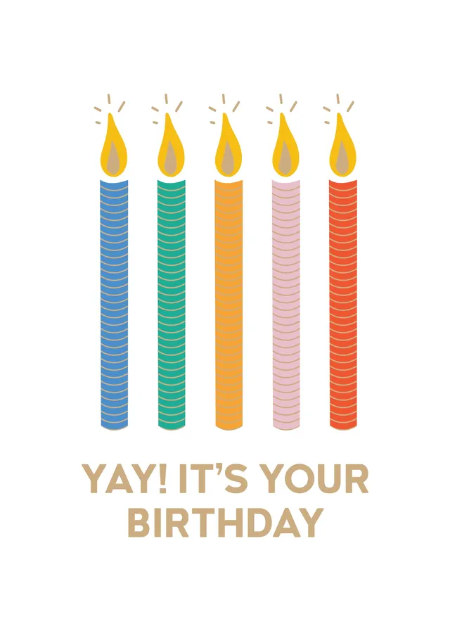 KaiserCraft Hooray Birthday Candle bursdagskort 5x7"