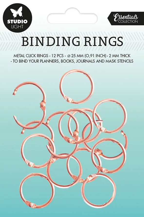 Studio Light Essentials Binding Click Rings Rose binderinger 12-pk