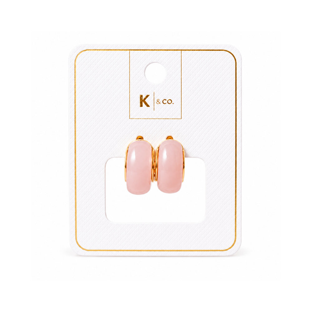 K&Co Sunset Spritz Rose Quartz øredobber resin