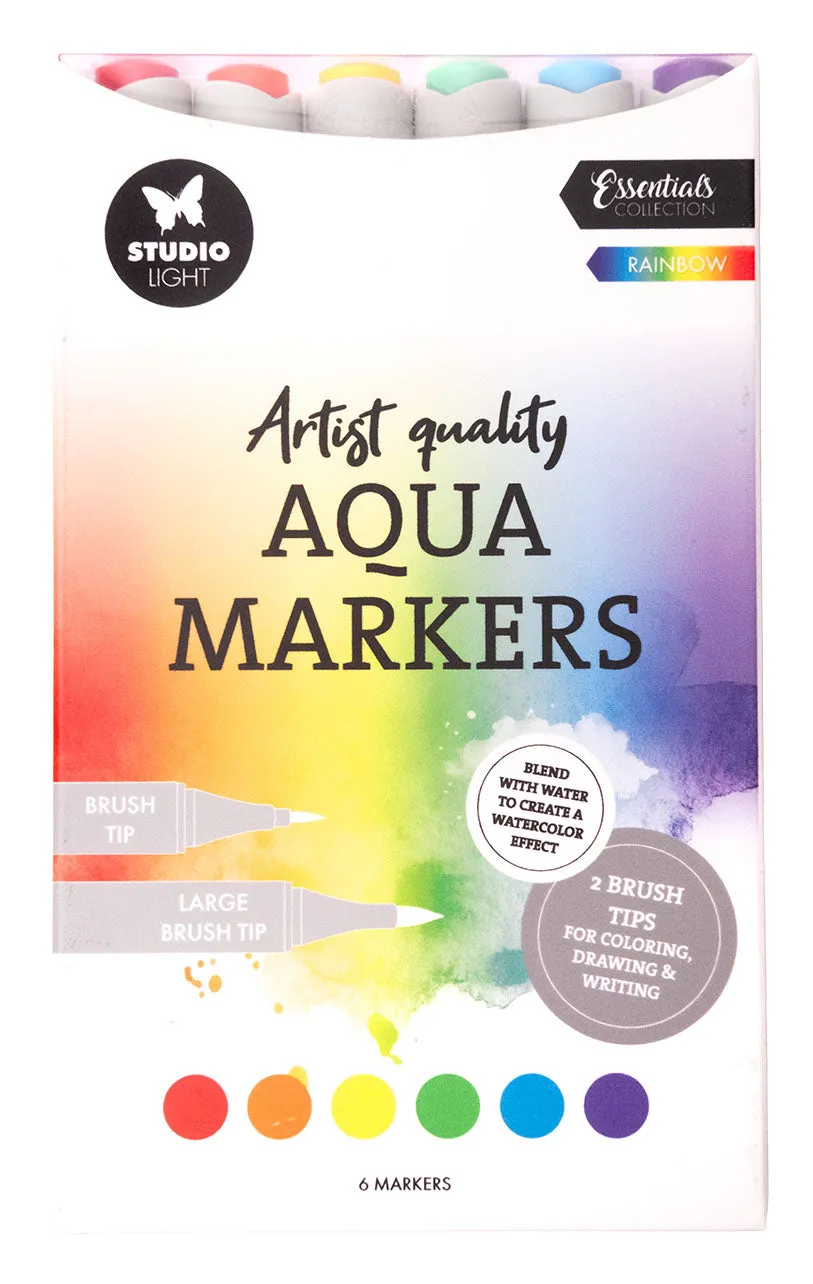 Studio Light Essentials Aqua Markers tusjer rainbow 6 stk vannbasert