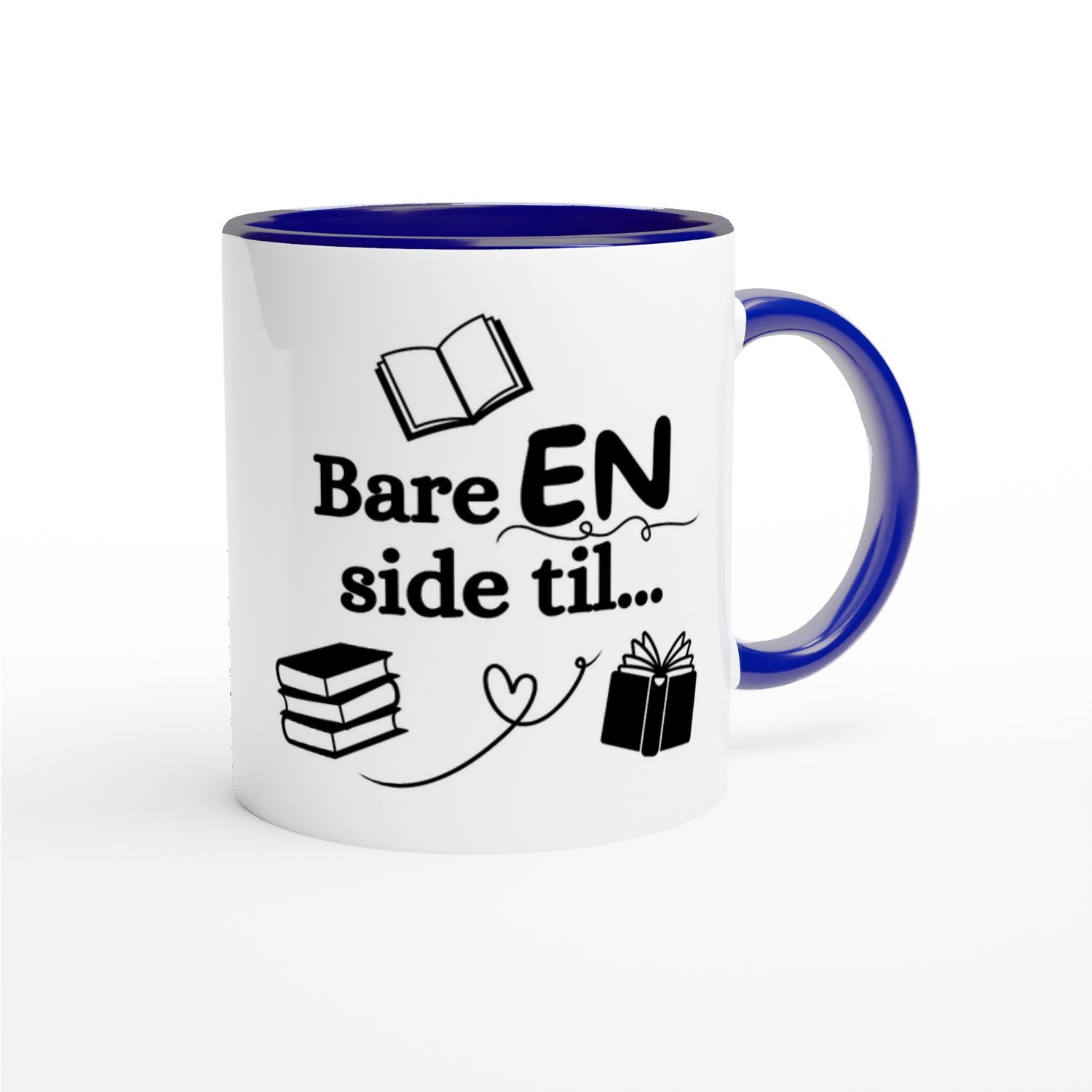 Papirglede Bare EN side til krus hvit blå 325 ml
