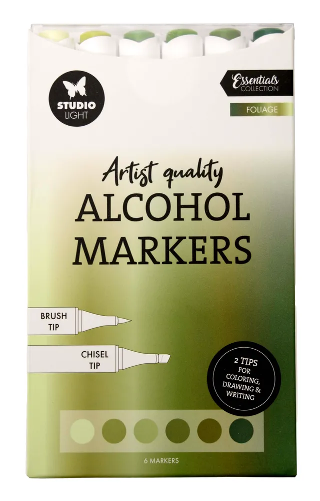 Studio Light Essentials Foliage tusjer alkohol 6 stk grønn