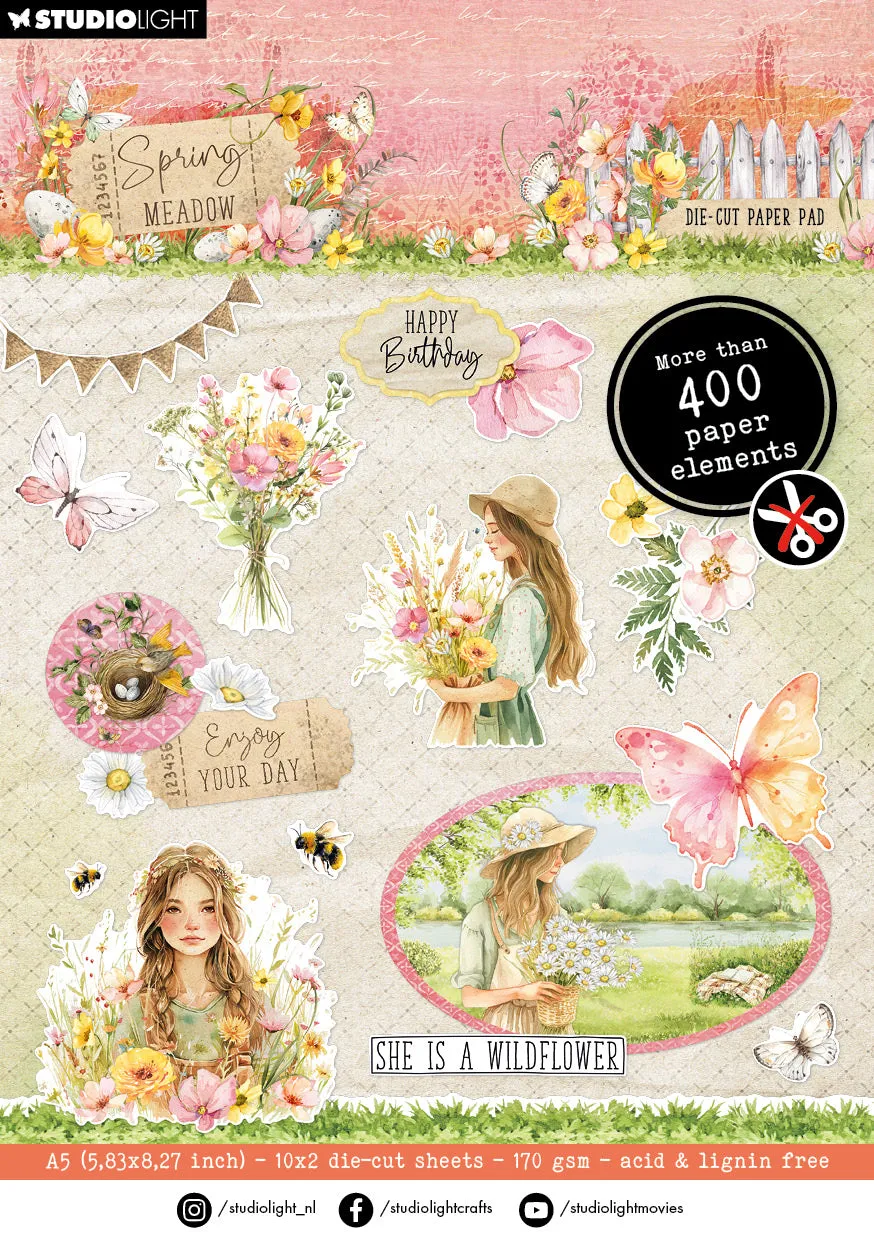 Studio Light Spring Meadow papirblokk dieskutt elementer