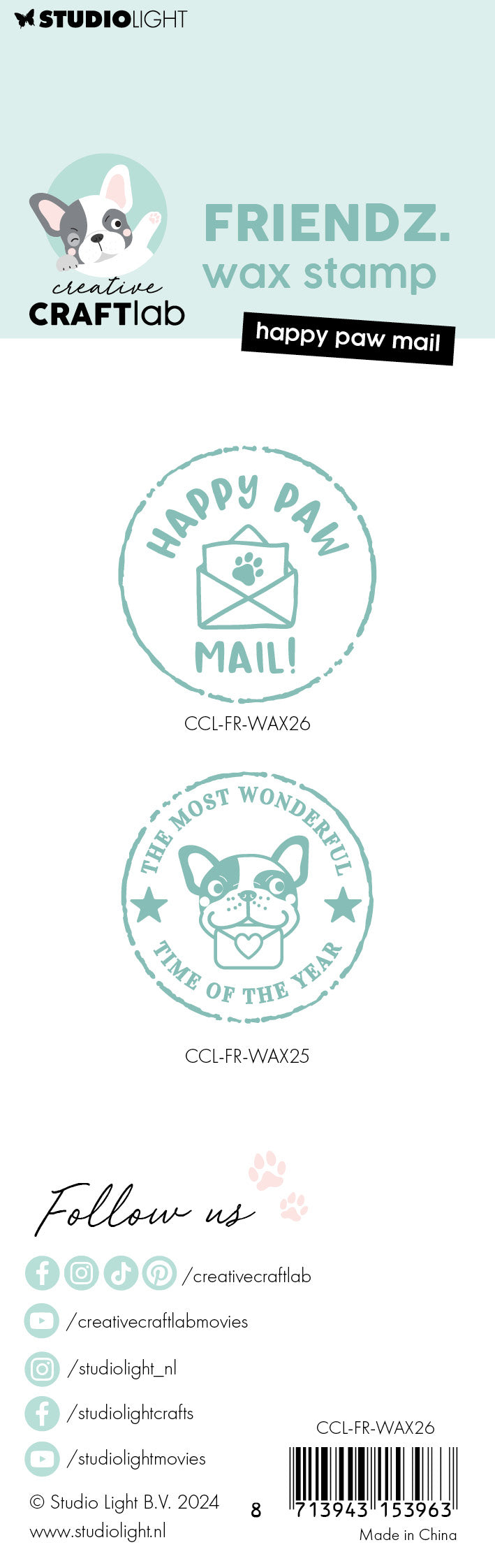 Studio Light Friendz Happy Paw Mail vokstempel med håndtak pote