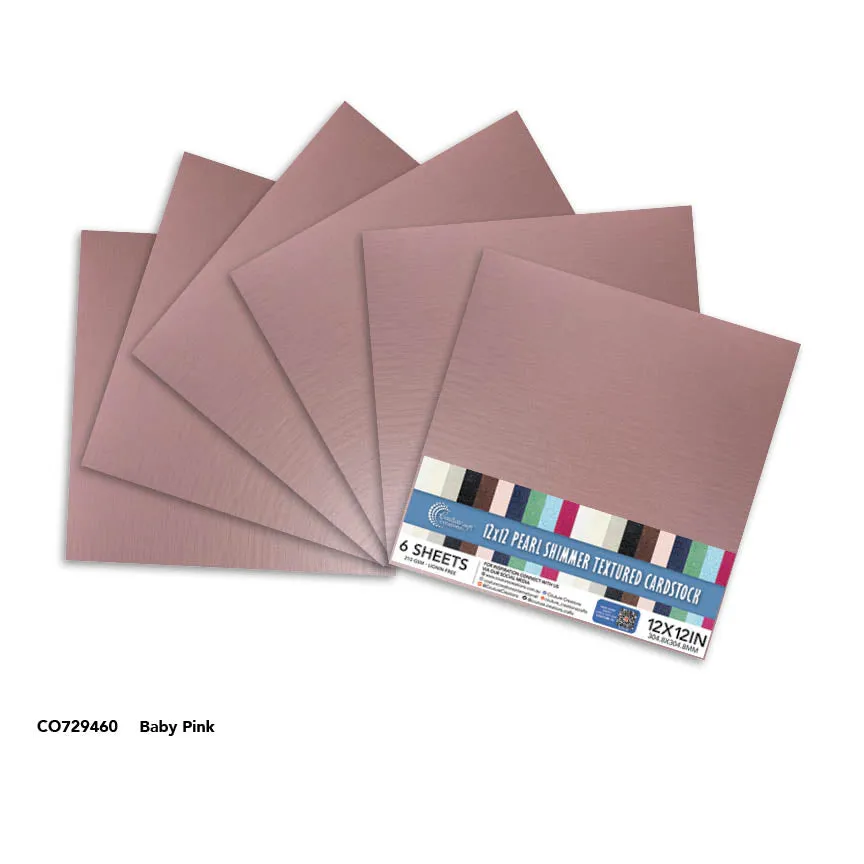 Couture Creations Baby Pink Pearl Shimmer strukturkartong 12x12 6 ark