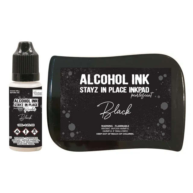 Couture Creations Jet Black Pearlescent blekkpute med refill 12ml