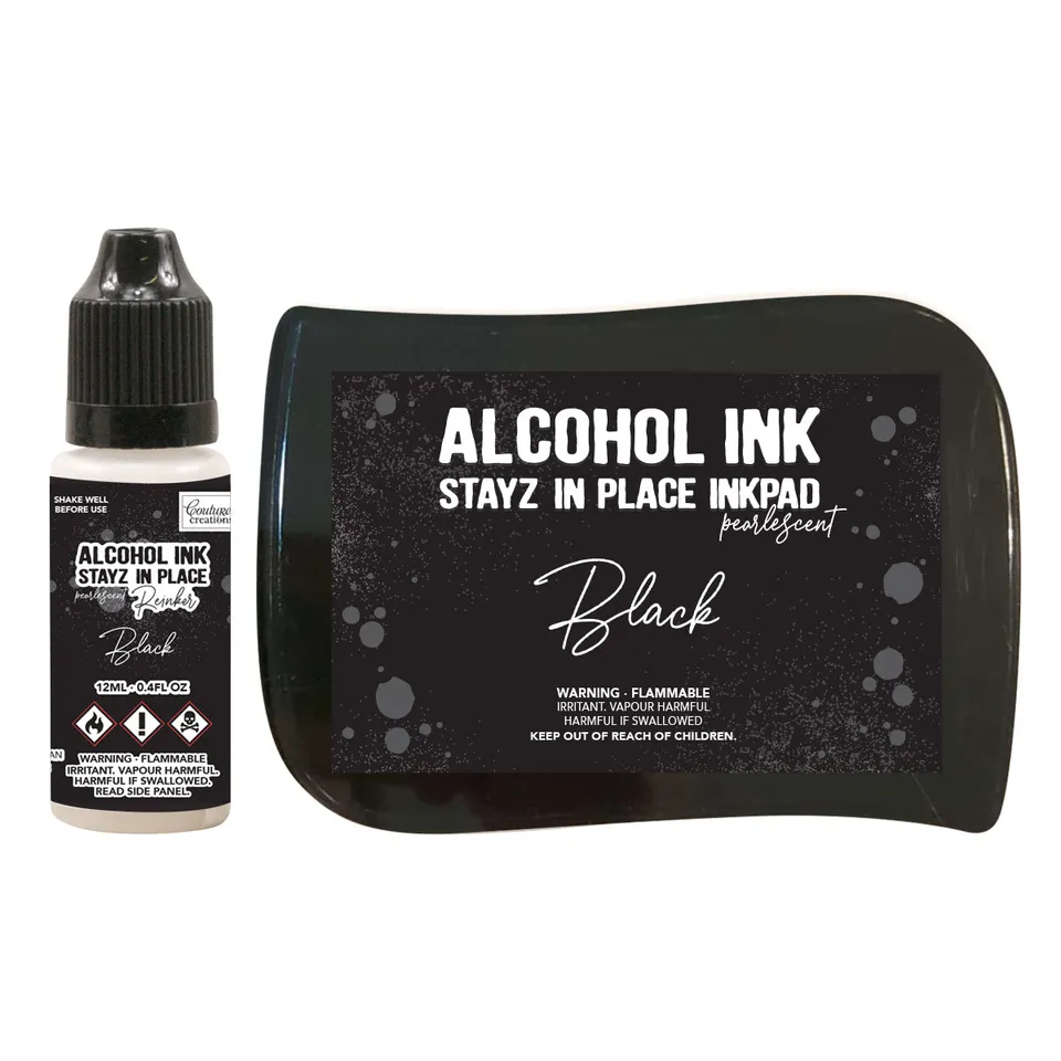Couture Creations Jet Black Pearlescent blekkpute med refill 12ml