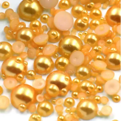 Papirglede Halvperler topaz 2-10 mm flat bakside 3 g