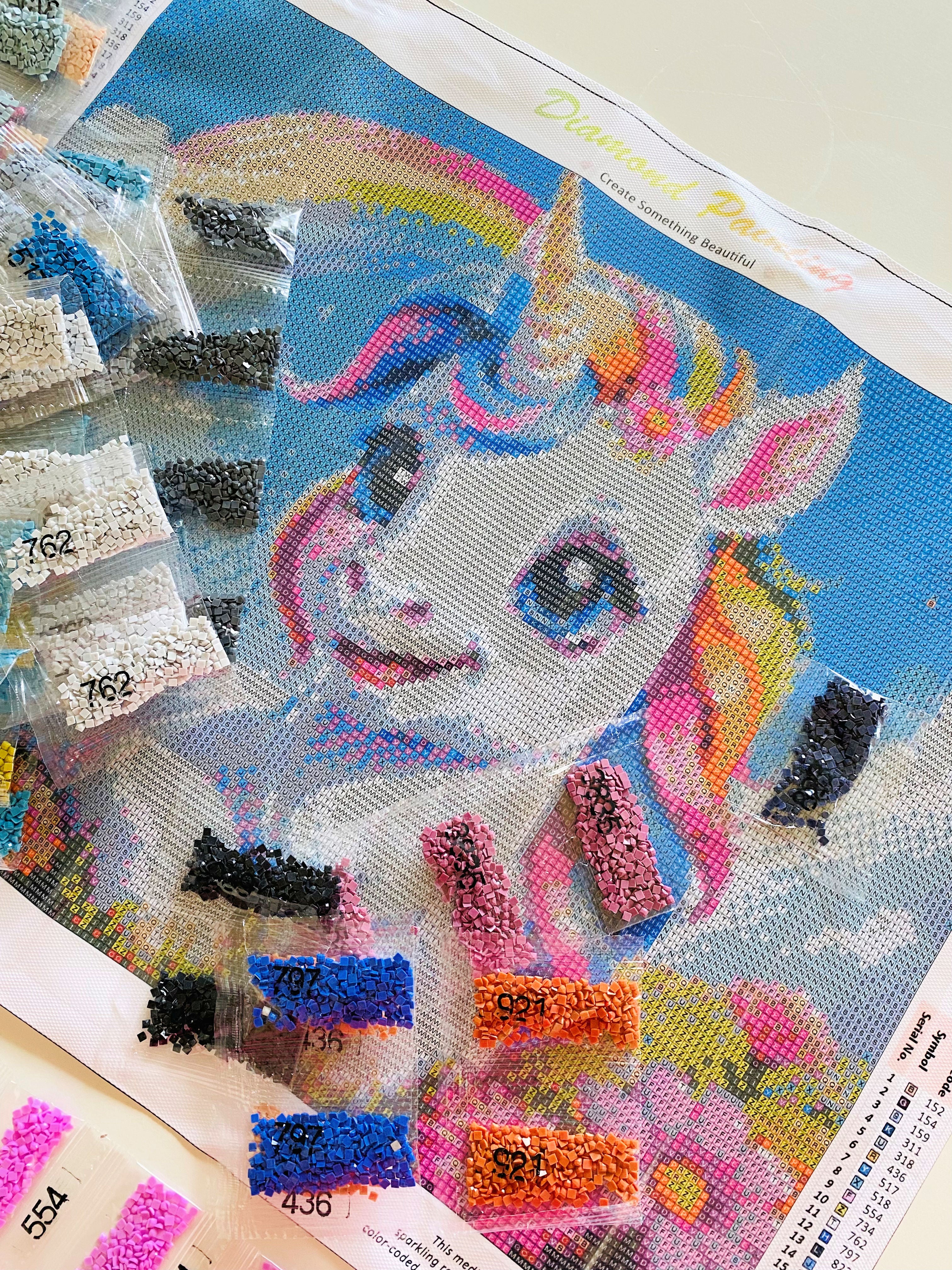Papirglede Enhjørning diamond painting 30x40 cm komplett kit