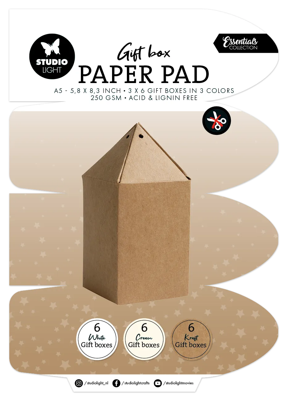 Studio Light Essentials Giftbox papirblokk 18 ark gaveeske mønster