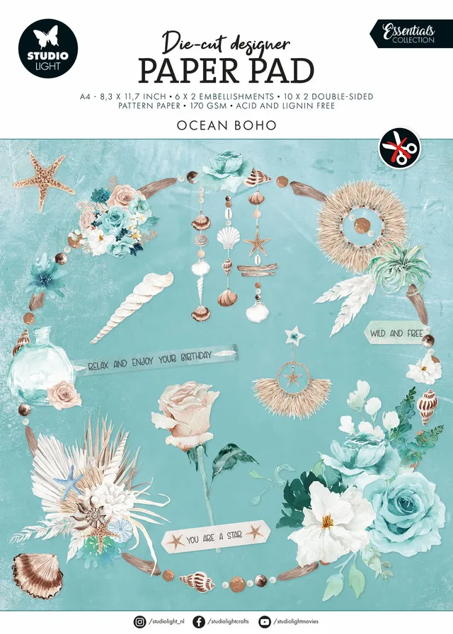 Studio Light Essentials Ocean Boho papirblokk dieskutt