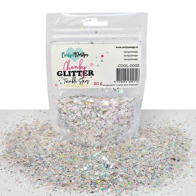 CarlijnDesign CDGL-0033 chunky glitter champagne 20 g stjerner