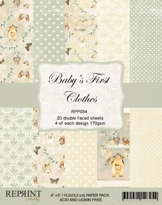Reprint Baby's First Clothes mønsterpapir 15x15 cm baby