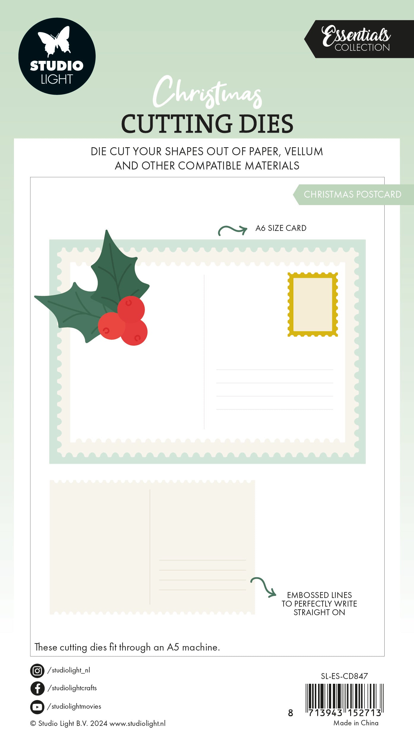 Studio Light Essentials Christmas postcard dies 105x148 mm