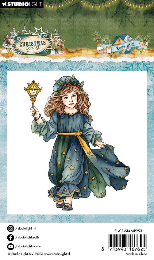 Studio Light Christmas Forest Xmas Girl stempel med jente