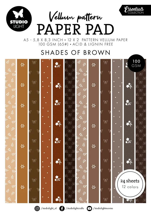 Studio Light Essentials vellumblokk Spring brown print