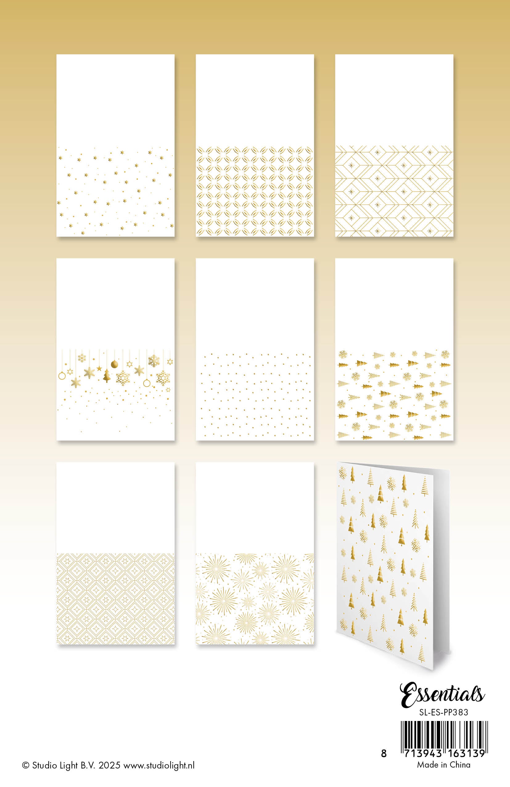 Studio Light Essentials Gold patterns foliekort 24 ark