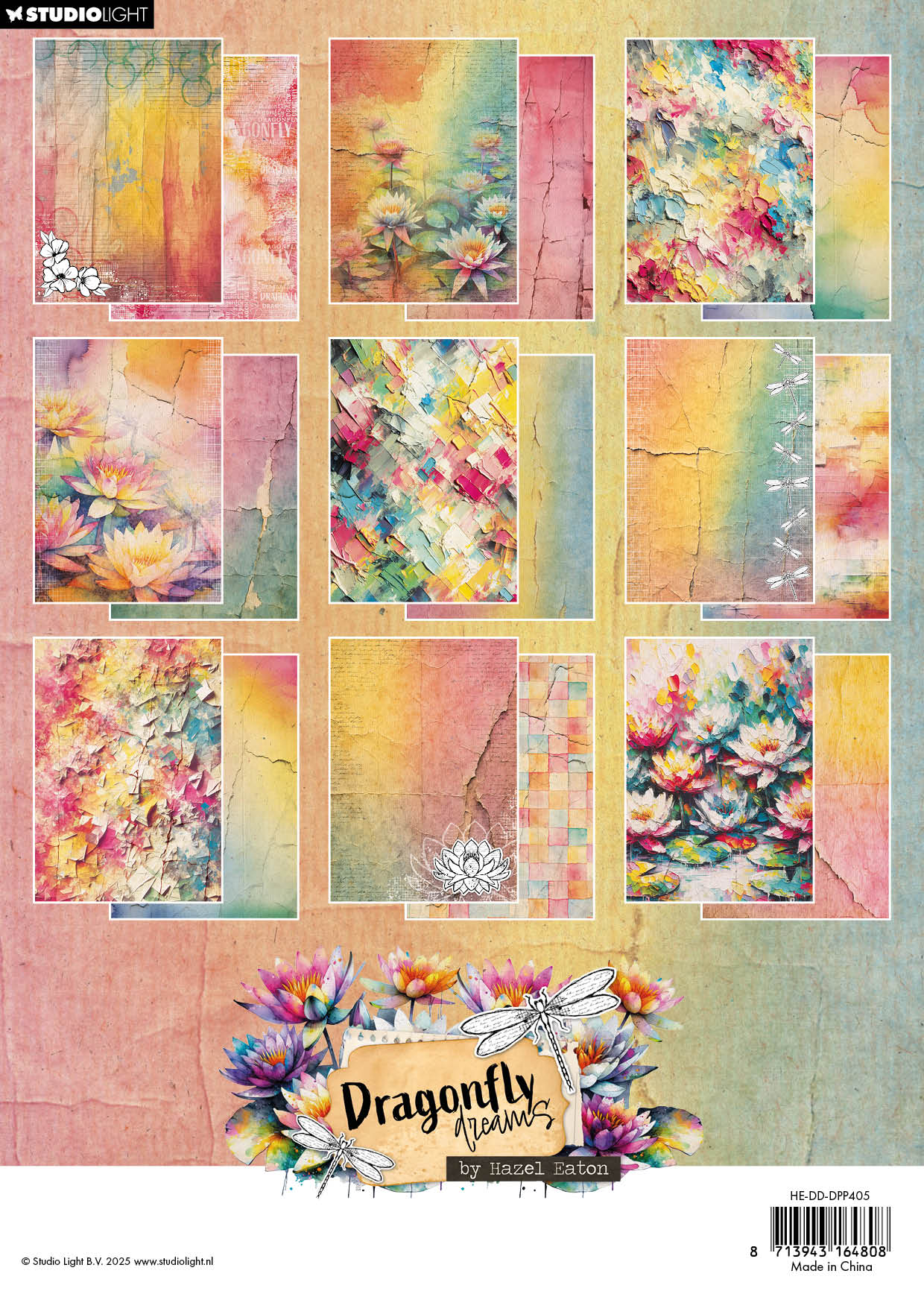 Studio Light Dragonfly Dreams papirblokk A4 bakgrunn