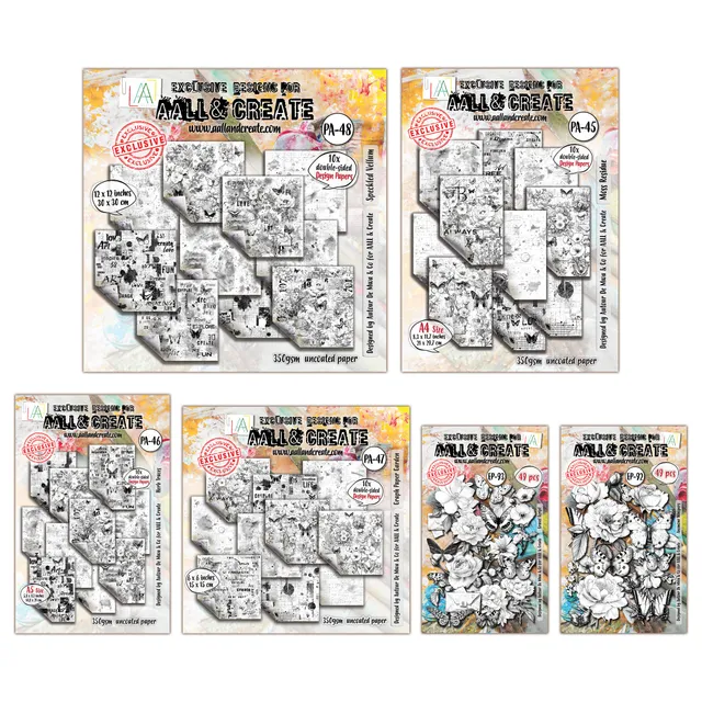 AALL & Create Inkblot Meadow designpapir-bundle 6 deler 350 gsm