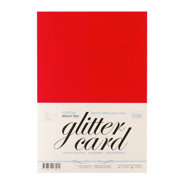 Couture Creations A4 glitterkartong 250 g rød 10 ark