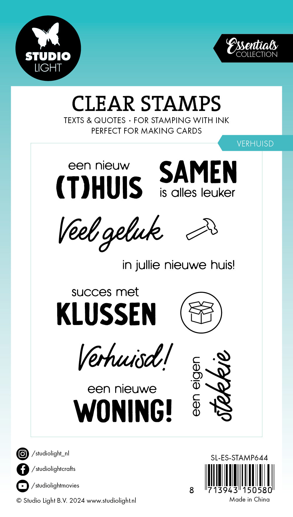Studio Light Essentials Verhuisd clear stamp nederlandsk