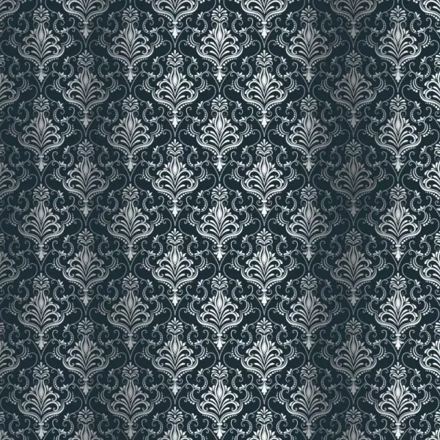 Kora Damask Zaira kartong navy sølvfolie