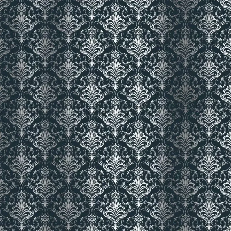 Kora Damask Zaira kartong navy sølvfolie