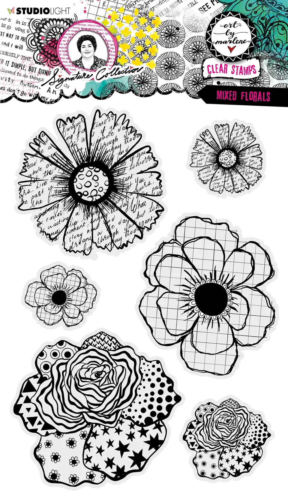 Studio Light Art by Marlene Mixed Florals clear stamp blomster