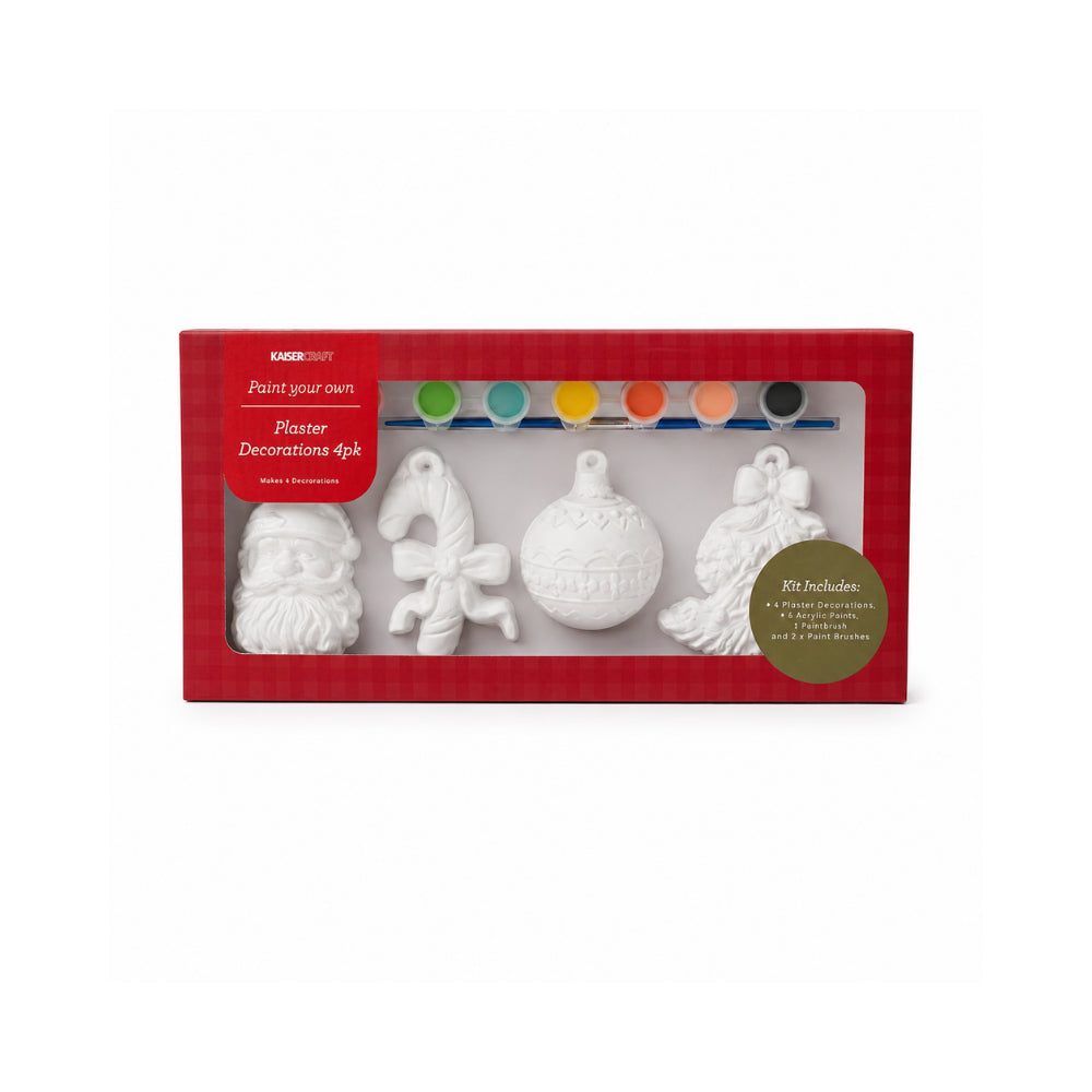 KaiserCraft Christmas Paint Your Own Plaster julepynt 4-pk
