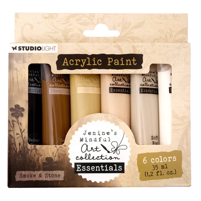 Jenine’s Mindful Art Essentials akrylmaling Smoke & Stone 6 stk