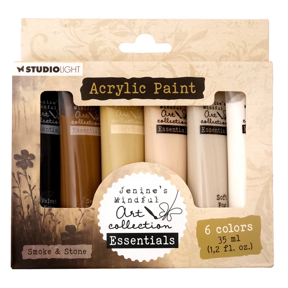 Jenine’s Mindful Art Essentials akrylmaling Smoke & Stone 6 stk