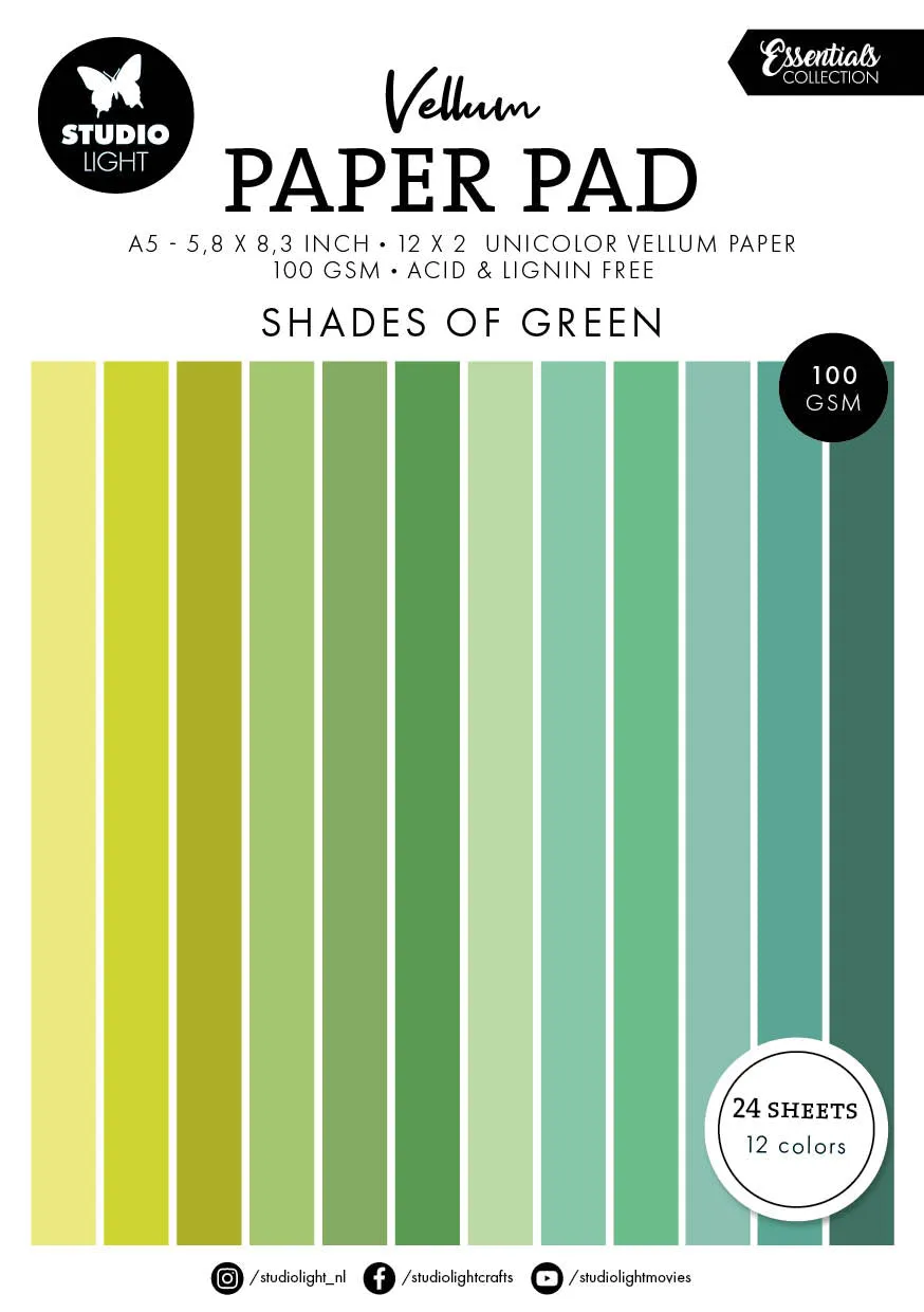 Studio Light Essentials Shades of green vellum 36 ark