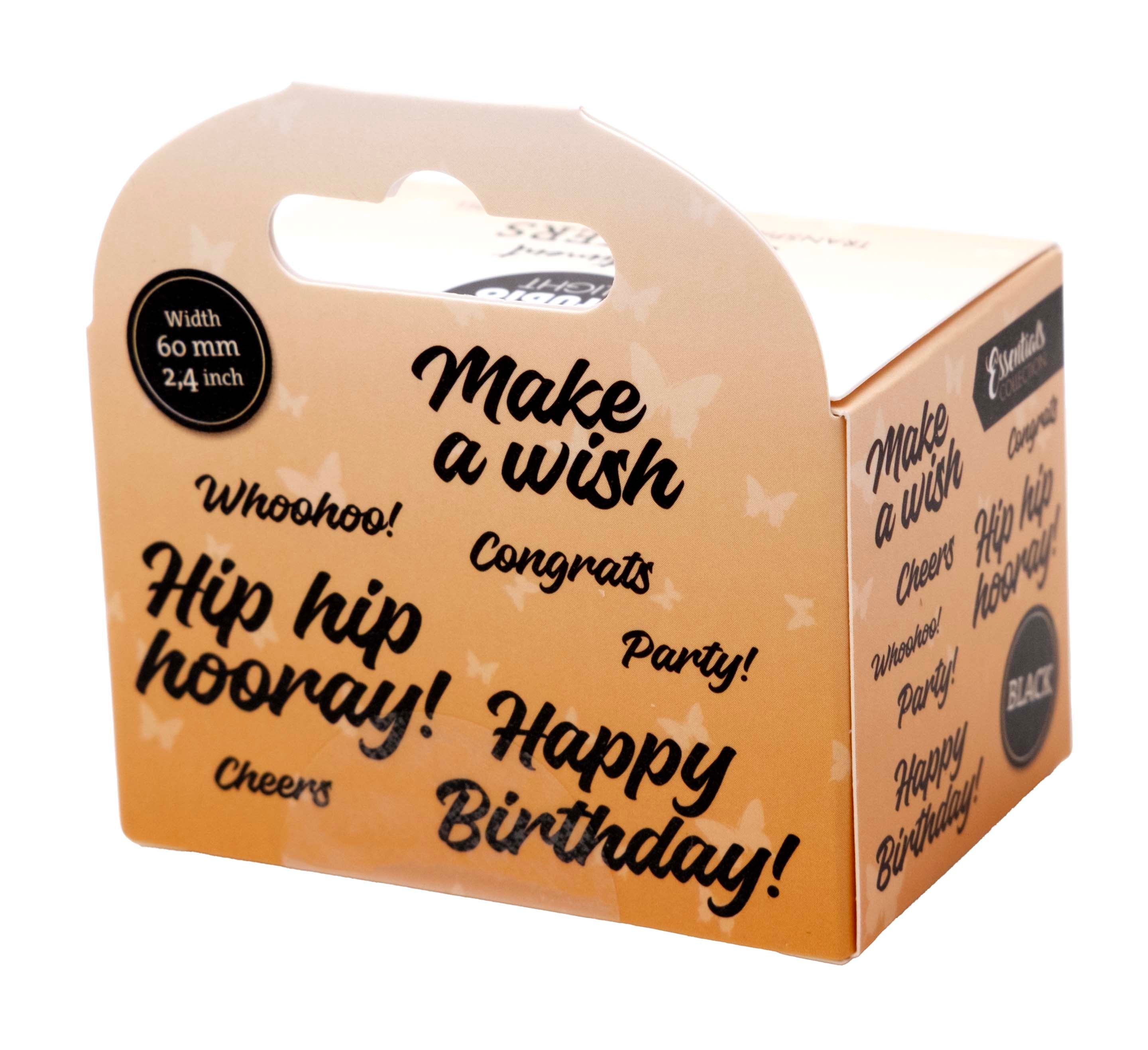 Studio Light Essentials Hip Hip Hooray klistremerker svart 5 m