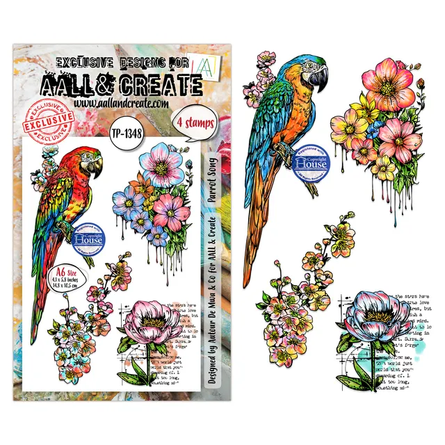 AALL & Create TP-1348 Parrot Song stempelsett A6 papegøye