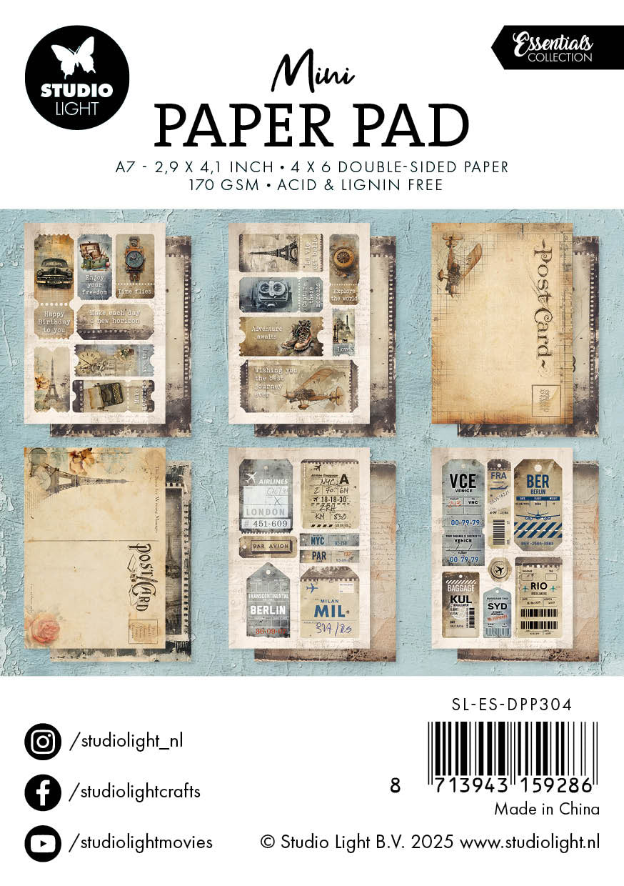 Studio Light Essentials Explore the World papirblokk 74x105 mm reisemotiv