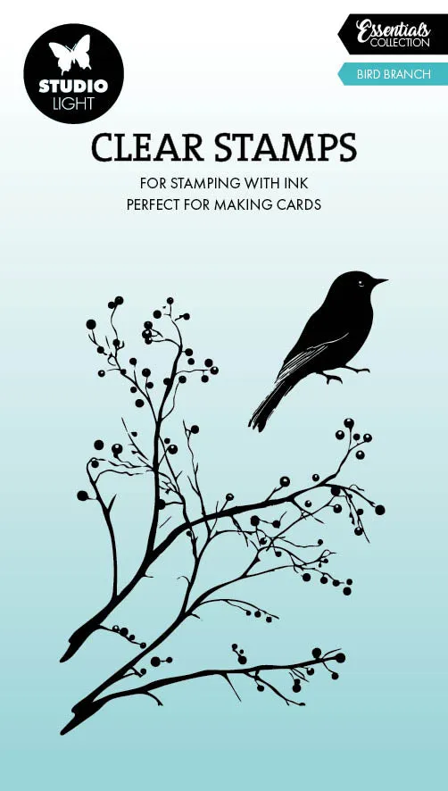 Studio Light Essentials Bird with Branch klarstempel fugl
