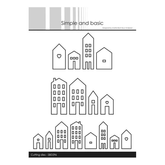 Simple and Basic Town Houses mønsterpapir husmotiv
